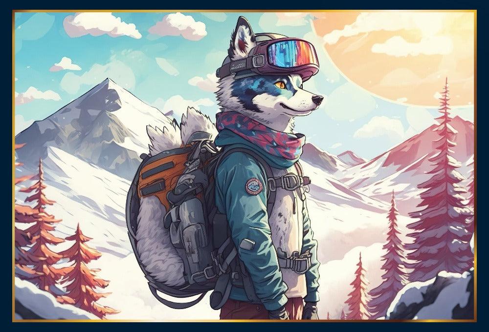 Dog puzzle - Husky snowboarder